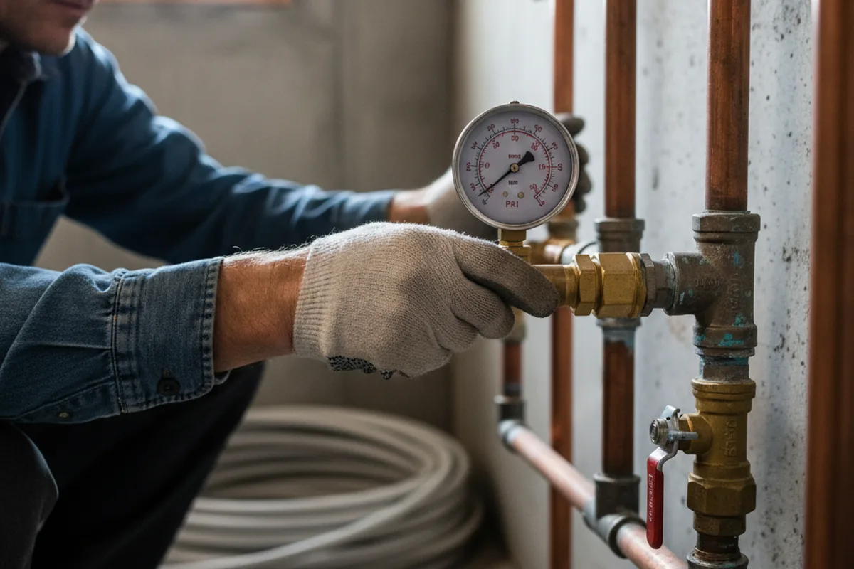 Pressure testing a repaired line during Water Line Repair in Townsend